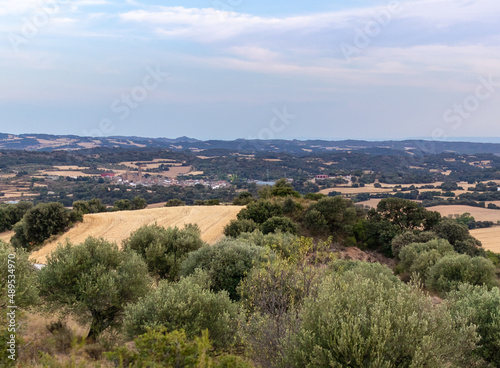 Small rural village in the countryside surrounded by agricultural fields, Azanuy, La Litera, Huesca, Spain