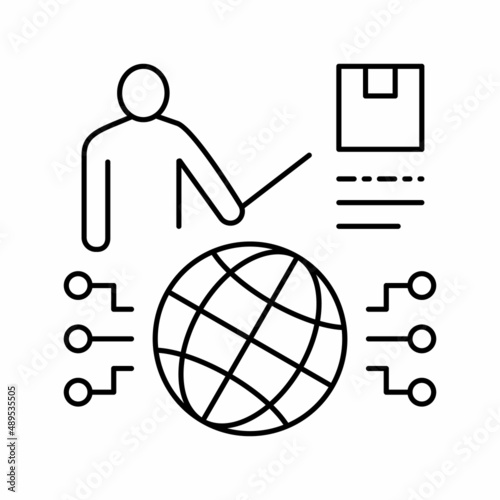 world market research presentation line icon vector illustration