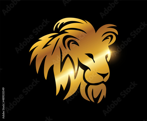 Golden Lion Head Vector Logo Sign
