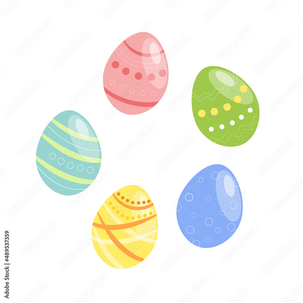Vector cartoon illustration of easter eggs for spring religious holiday celebration
