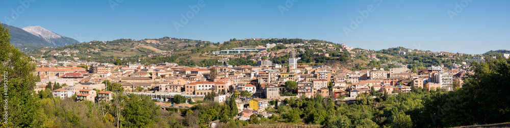 Overview of the city of Teramo and the mountain in the background