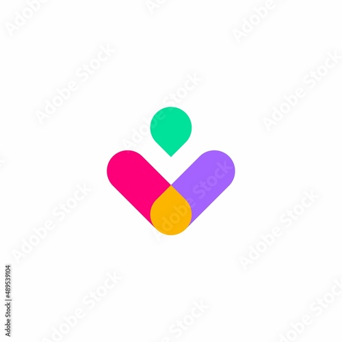 Letter V colourful logo design. exchange icon, logo design template. Geometric abstract logos