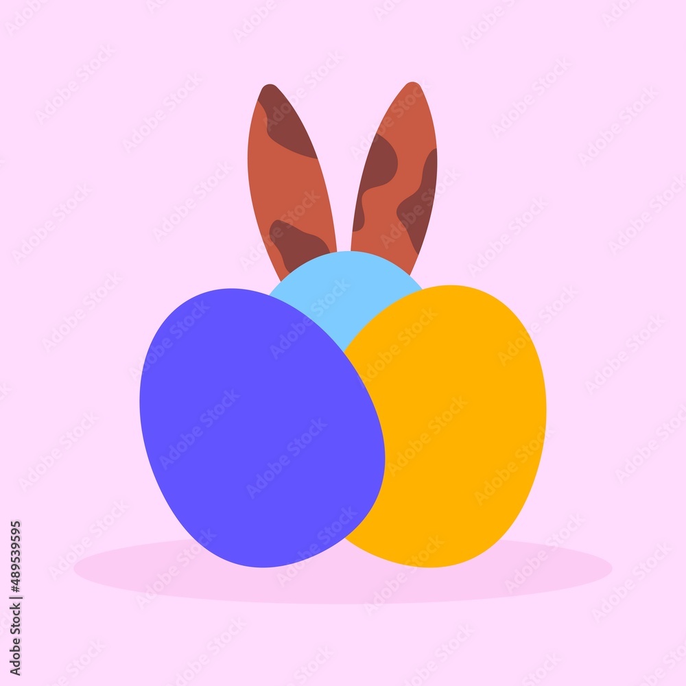 Happy Easter. Easter eggs and bunny. 