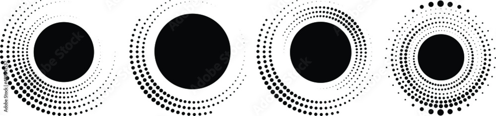 Halftone dots in circle form. round logo . vector dotted frame . design element