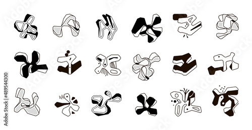 Set of vector doodle objects  abstract unusual shape