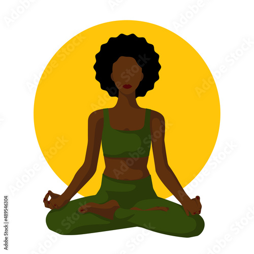 Yoga illustration. A faceless woman meditating