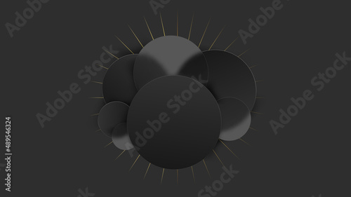 Abstract 3d black design. Circle shapes with shadows, luxury trandy wallpaper. 