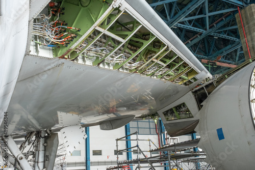 Electrical wiring system of an  aircraft or an engine during maintenance.