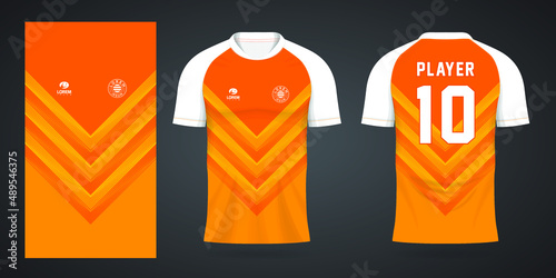 orange sports shirt jersey design template