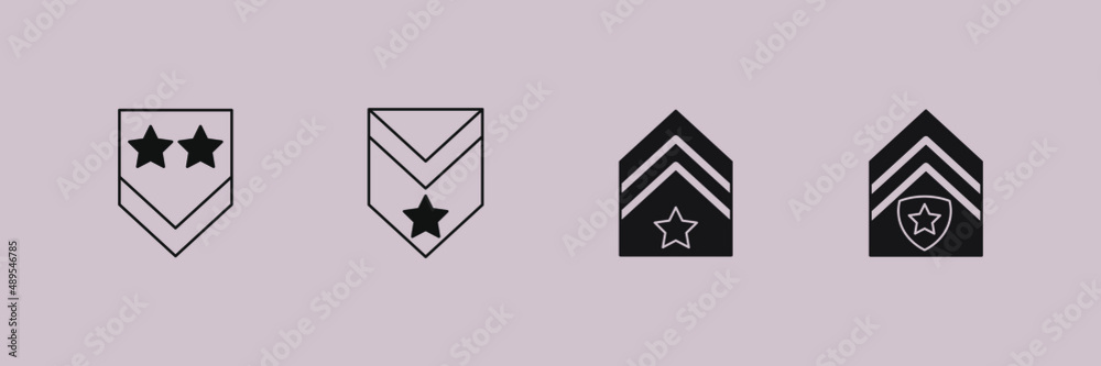 Military Rank Badge Emblem icons symbol vector elements for infographic web Military Rank Badge Emblem icons symbol vector elements for infographic web