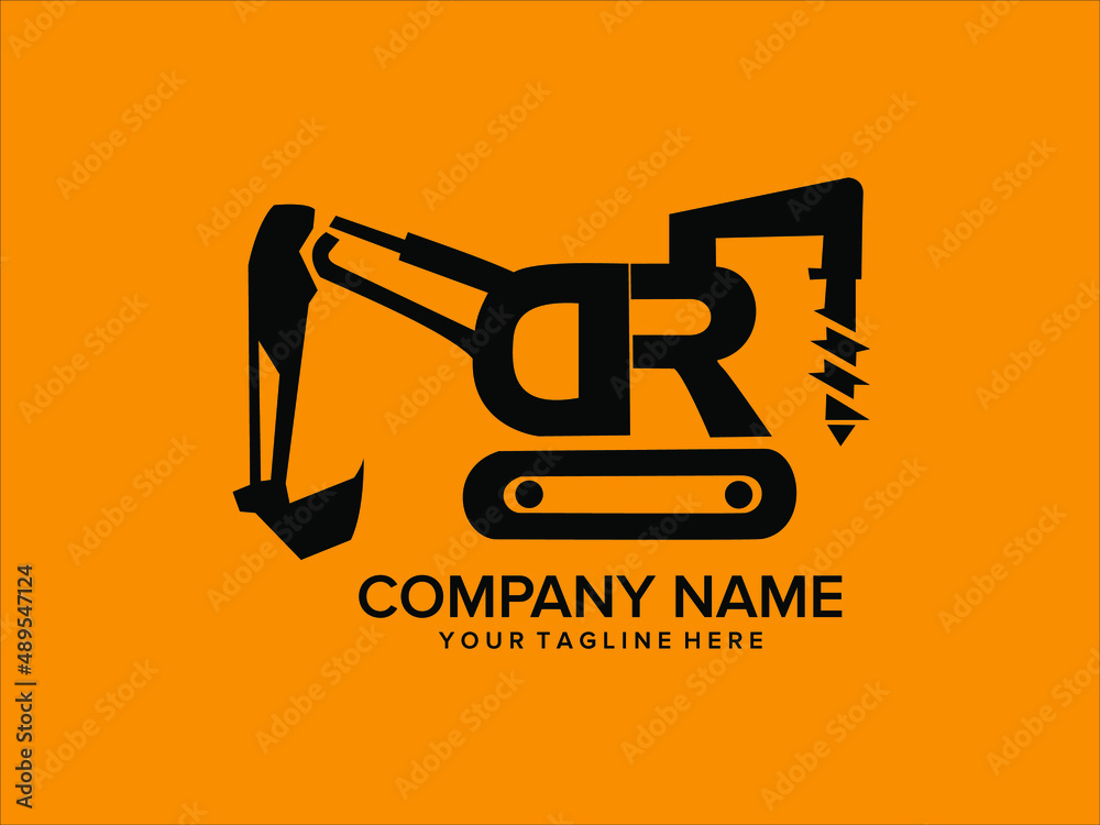 letter DR and heavy equipment for construction 