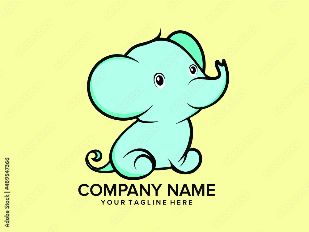 Obraz premium cute elephant calf logo on pink background