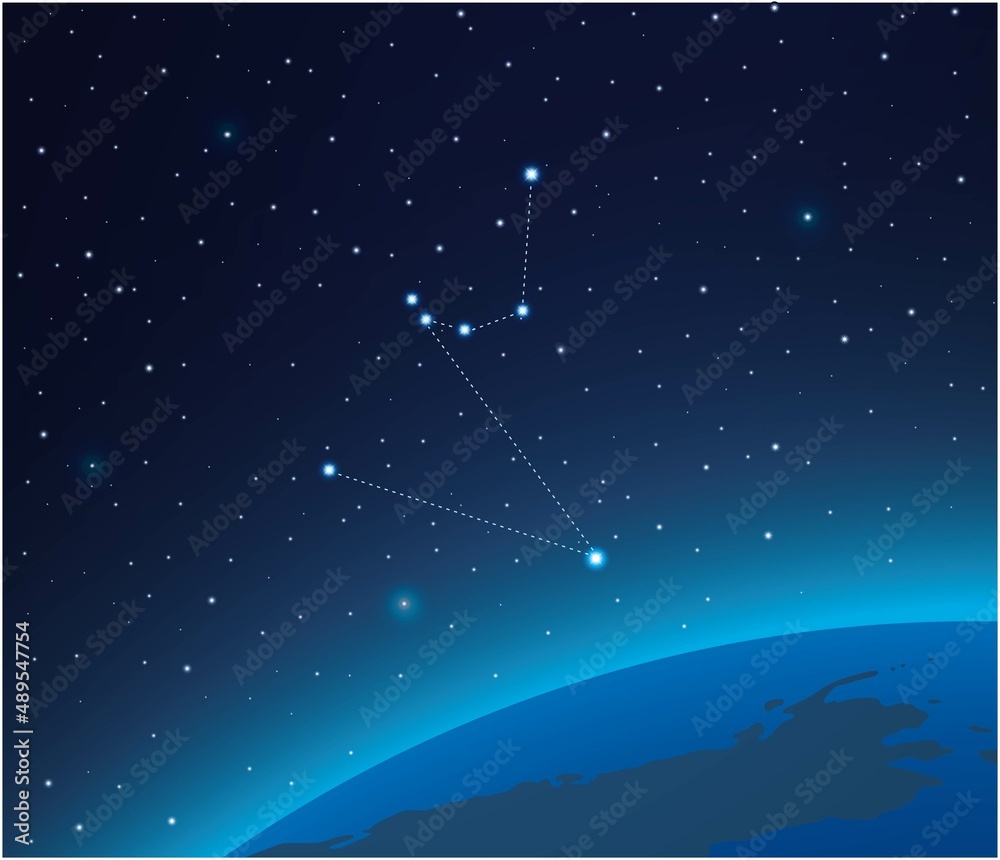 Fototapeta premium Constellation Hydrus with planet in deep space 
