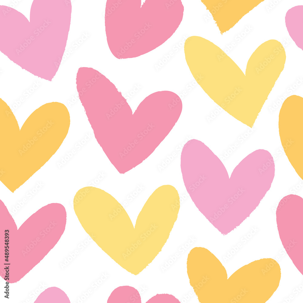 Seamless background with hearts in pink and yellow colors. Seamless background with hearts in pink and yellow colors.