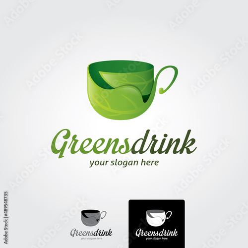 Green drink logo template - vector