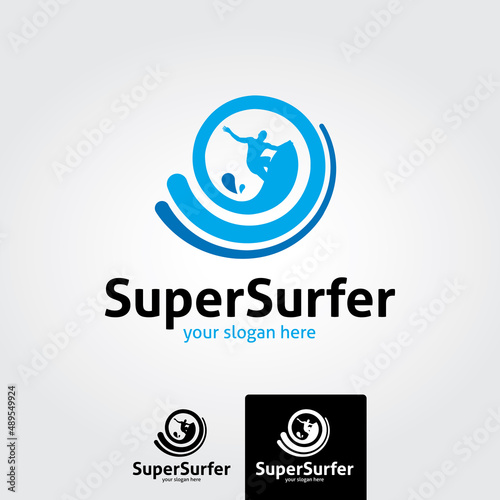 Super surfer logo template - vector