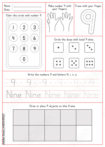 Children Learning Printable - Coloring, Tracing, Writing, and Counting Number Children Learning Printable - Coloring, Tracing, Writing, and Counting Number 9