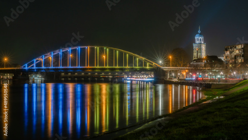 The bridge in the city of Deventer in the Netherlands is mandatory in the flag colors of Ukraine