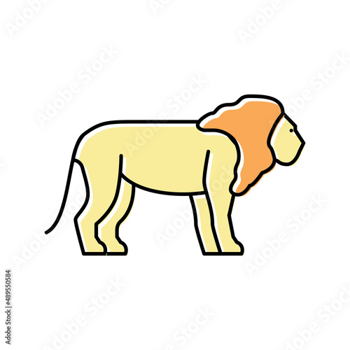 lion animal in zoo color icon vector illustration