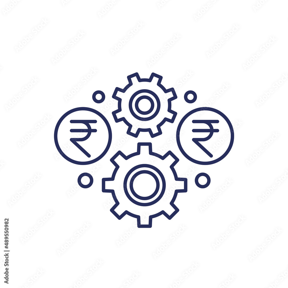 payment processing line icon with rupee payment processing line icon with rupee