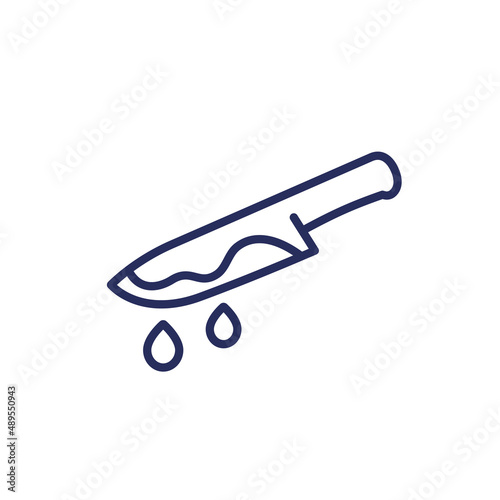 knife in blood, murder line icon