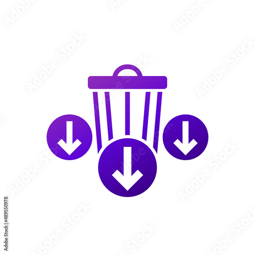 Reduce waste icon with a trash bin and arrows