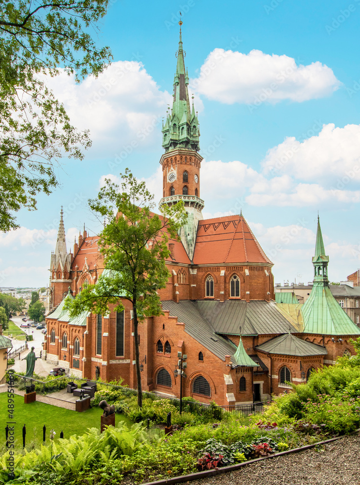 Obraz premium Krakow, Poland - built between 1905 and 1909 and located just outside the Old Town, the St. Joseph's Church is one of the most important examples of Gothic Architecture in Krakow