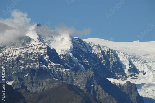 Alaska- Climate Change- Panorama of the Melting Kennicott Glacier Atop Mt. Blackburn