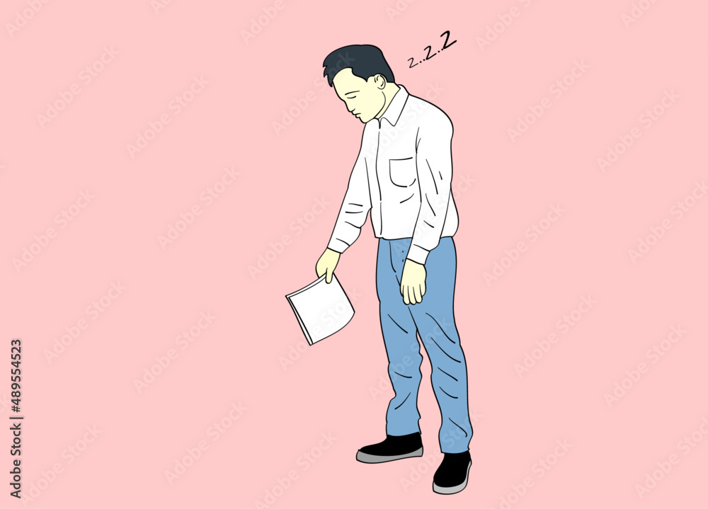 Office workers walk tired and sleepy Office workers walk tired and sleepy