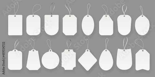 Realistic tag . White empty label and product price tags. Vector discount sticker set