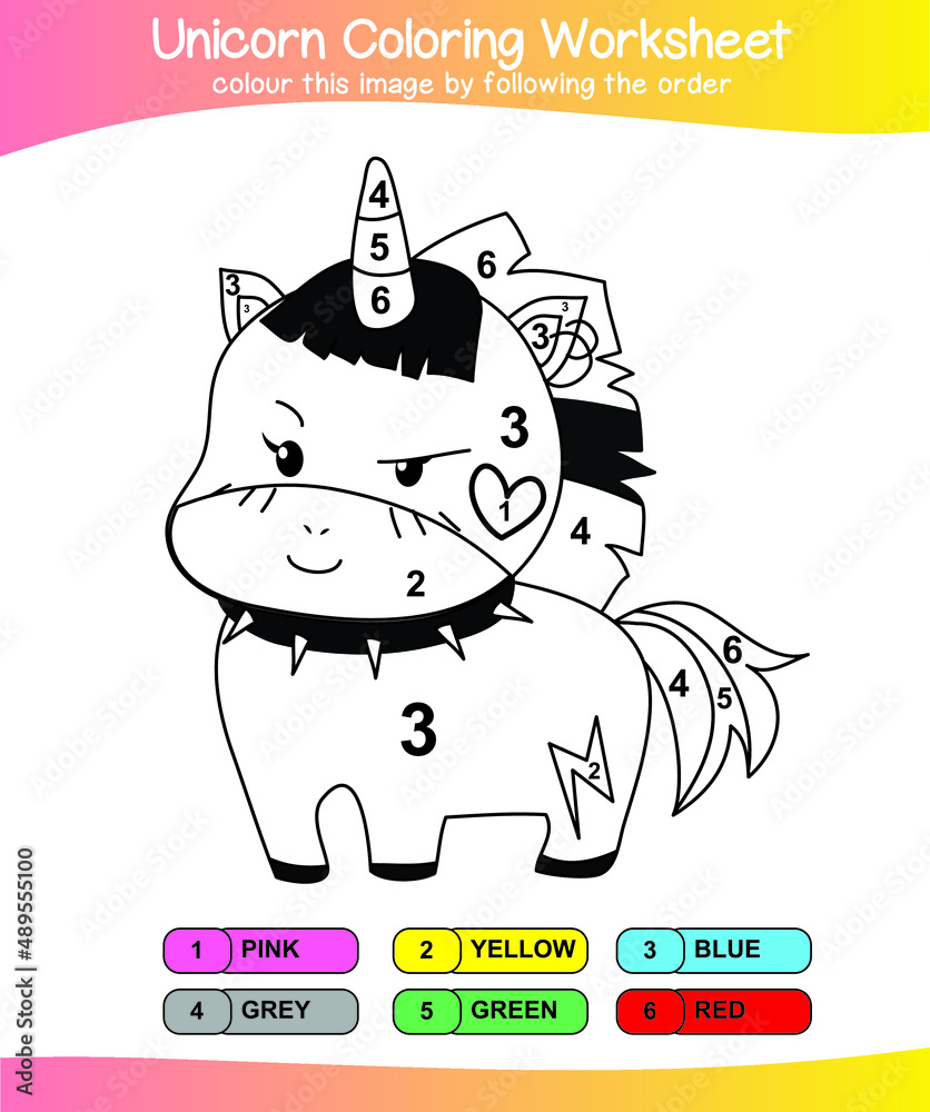 Unicorn coloring worksheet page. Coloring worksheet for preschool ...