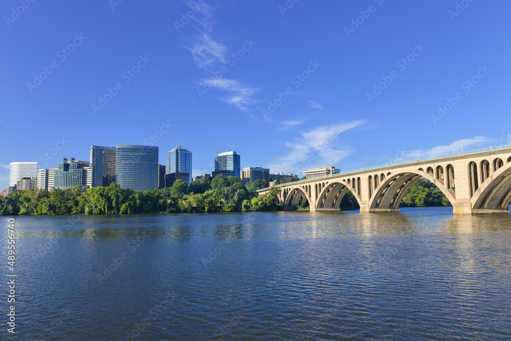 Francis Scott Key Memorial Bridge and Rosslyn in Washington D.C. United States of America