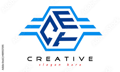 CET three letter monogram type letter logo with wings vector template.