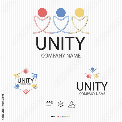 Unity And Team Work Logo Set - Vector