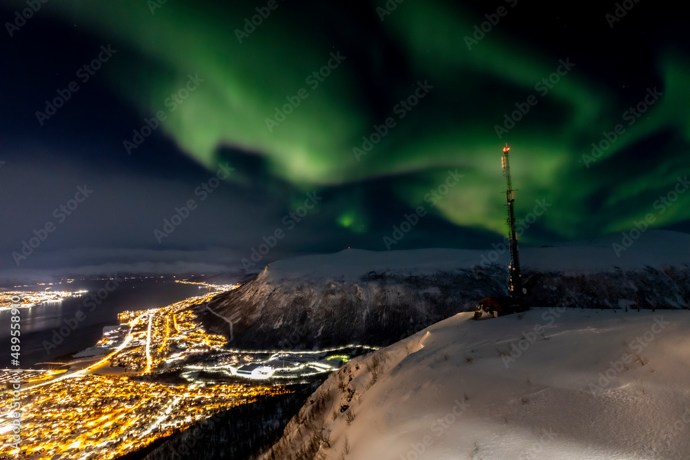 northern lights (aurora borealis ) above Tromso, Norway