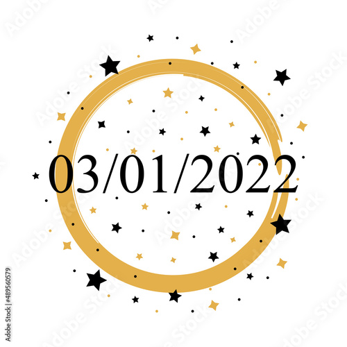 03/01/2022 American Date Vector With Gold And Black Stars 