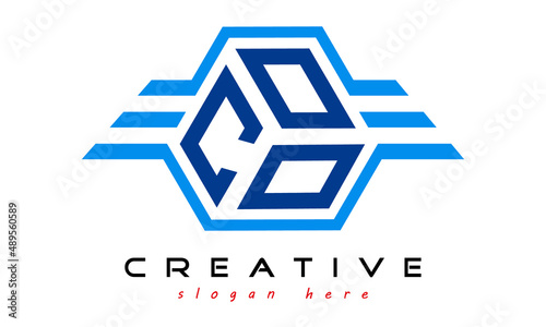 COO three letter monogram type emblem badge with wings logo vector template.