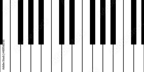 Piano keyboard seamless repeating pattern. Vector background with black and white keys. Editable template.