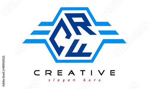 CRF three letter monogram type emblem badge with wings logo vector template.