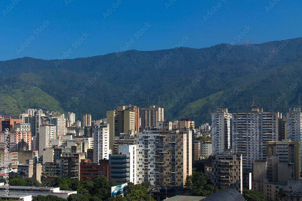 Traveling through Venezuela, Parque Central, a look at the central and iconic area of ​​Caracas with the Avila in the background