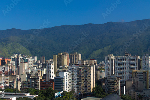 Traveling through Venezuela, Parque Central, a look at the central and iconic area of ​​Caracas with the Avila in the background photo