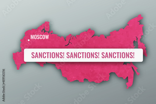 Vector image of the territory of Russia. Russian Federation under sanctions.