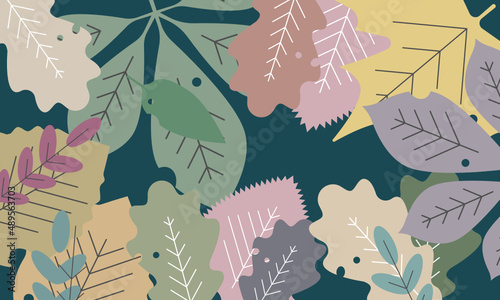 Flower pattern, hand drawn leaves, vector illustration. Modern geometric patterns. fabric pattern, wrap, wallpaper, publication