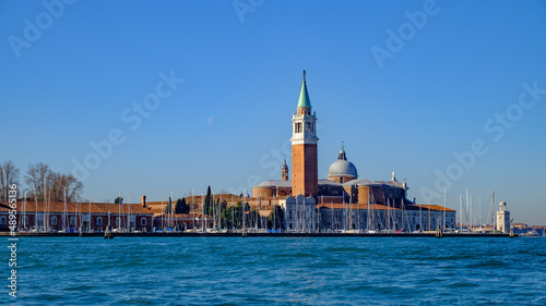 panoramic view from a boat to the mark's square with clocktower campanile and doge's palace in venice, italy © Wolfgang