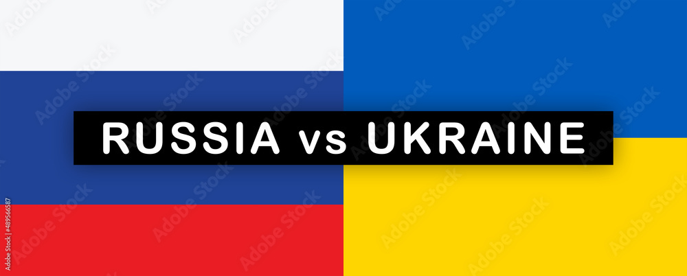 Russia vs Ukraine. War and crisis, political conflict. Flag background illustration banner Russia vs Ukraine. War and crisis, political conflict. Flag background illustration banner
