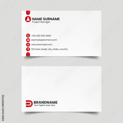 Red and White Business Card Design, Law Firm Legal Style Visiting Card Template