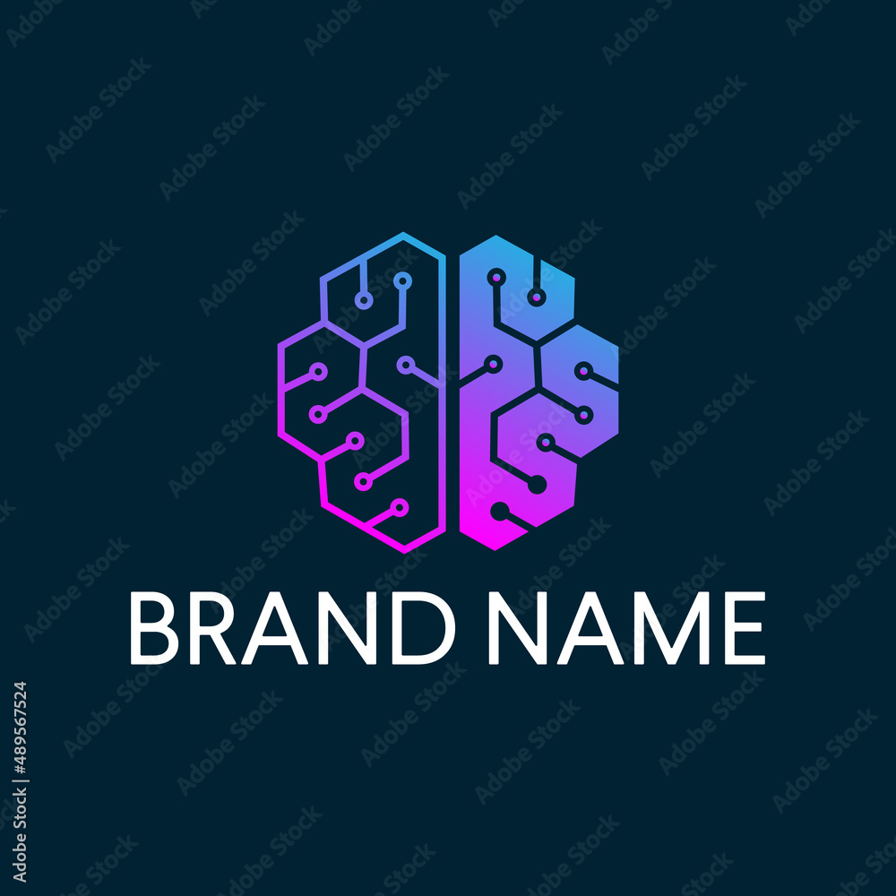 Brain Artificial Intelligence Geometric Logo design vector icon Stock ...