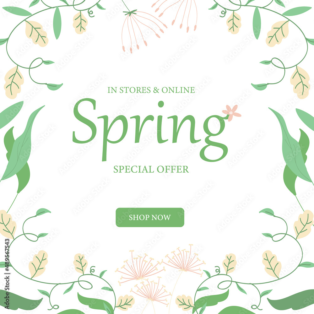 Vector background with Spring vintage template