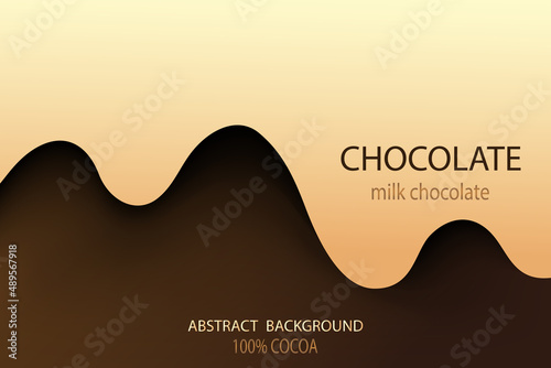 Flowing chocolate. Abstract, white-brown background. Vector illustration.
