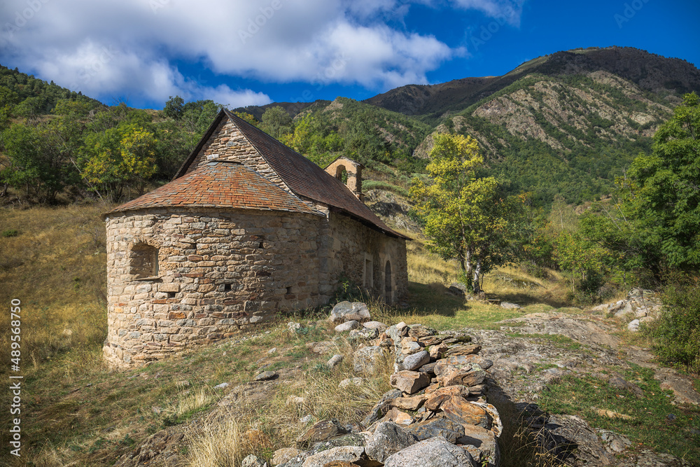 Romanesque Church Mare de Deu de les Neus in the Catalan Pyrenees